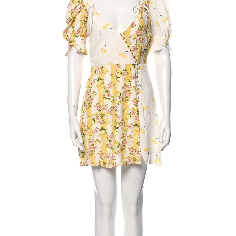 For Love and Lemons Yellow Floral Mini Dress